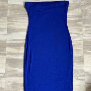 Fashion Nova blue strapless rub knit tube dress